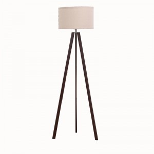 Factory made hot-sale Industrial Vintage Lamp Natural Wooden Colour Adjusted Height E27 Tripod Floor Lamp