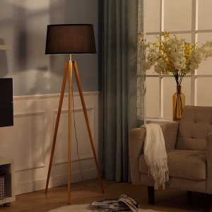 Factory Customized 2019 Modern Industrial Home Goods Floor Lamps Brass Antique Wooden Tripod Floor Lamp For Living Room Design