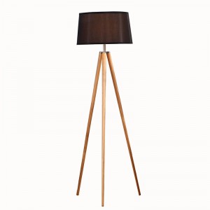 factory low price Matt Black Irion Up And Down Tripod Floor Lamp With Gold Foil In Side The Shade