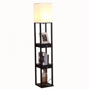 Shelf Floor Lamp with Drawer,3 with Storage Shelves, with Wood Veneer Finishing | Goodly Light-GL-FLWS005