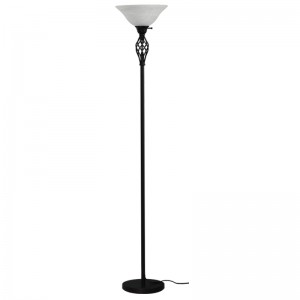 Factory Supply China Marble Base Modern Metal Floor Standing Light with White Fabric Shade