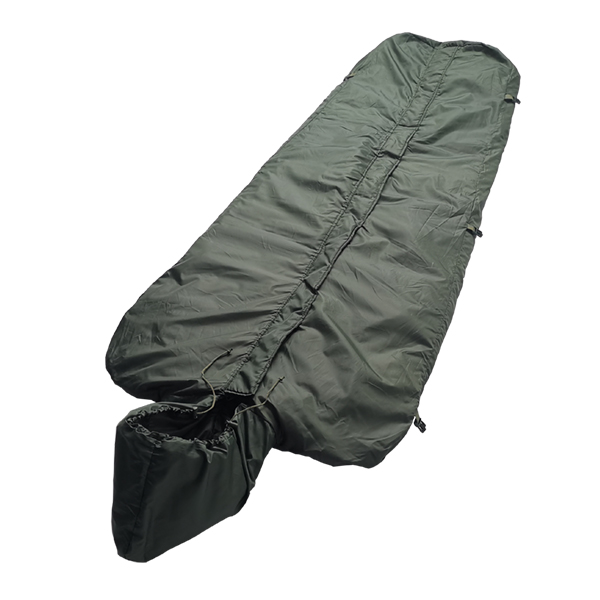 Military sleeping bag olive green top view