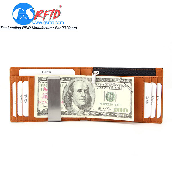 GS1204 new arrival slim faux leather RFID blocking wallet with coin pocket