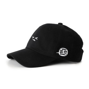 Hot Sale Metal Buckle Text Embroidery Logo Curve Brim Custom Twill Cotton Black Dad Hat 6 Panel Baseball Caps Manufacturers