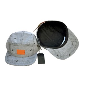 Popular custom leather patch 5 panel cap