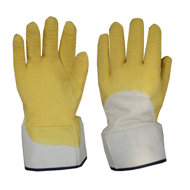 Safety Cuff Crinkle Latex Coated Glove LA521-3/4
