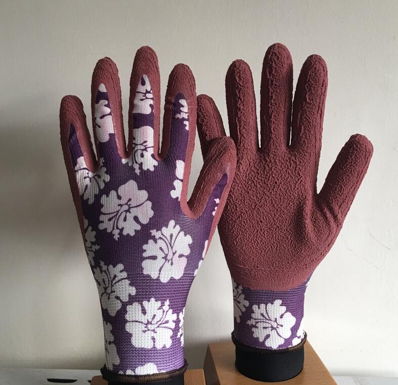 Durable Foam Latex Coated Printed Shell Hand Protection Working Gloves for Garden Use
