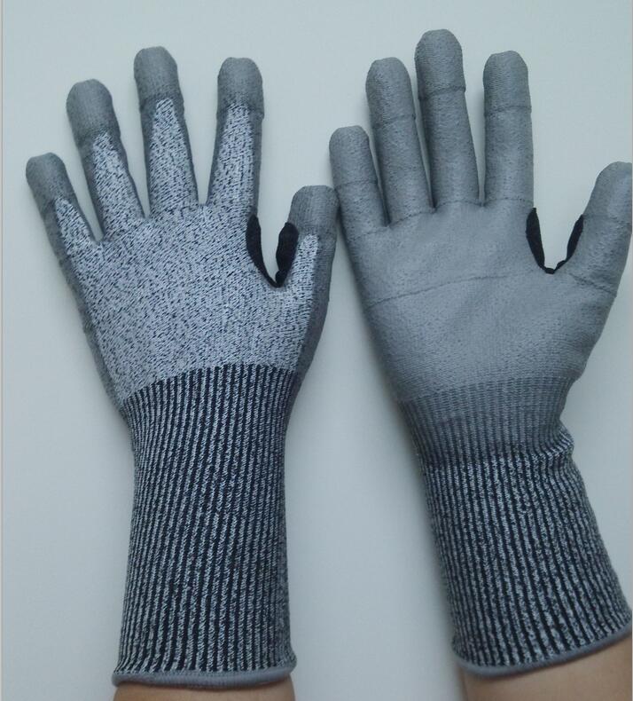Long cuff more protection for wrist Cut resistant working glove ITEM NO.:DMPU608B-L