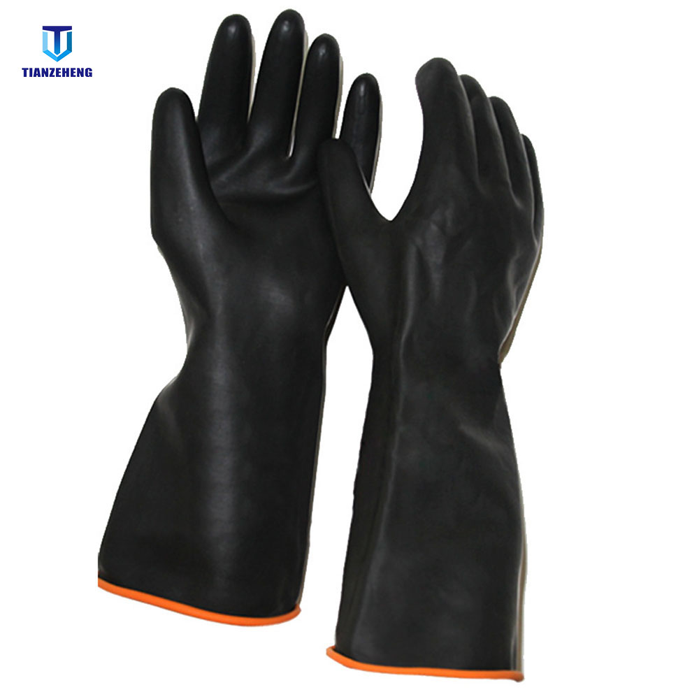 China 35/45/55cm Heavy Duty Chemical Resistant Rubber Gloves Acid Oil ...