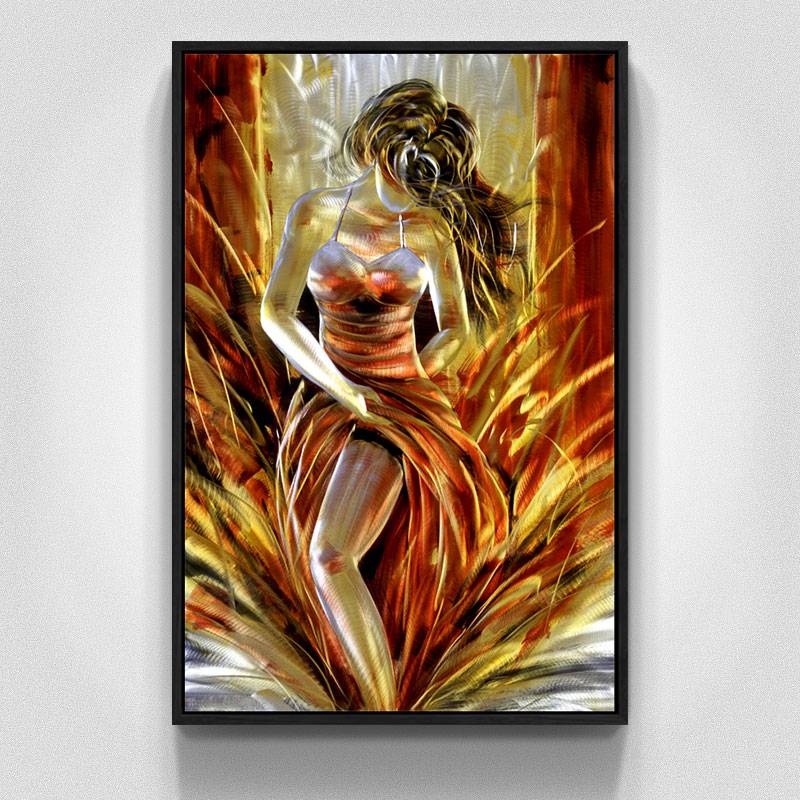 100% hand paint hot lady 3D metal oil painting for interior decor wall arts