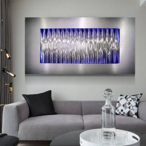 Abstract metal LED laser painting modern home decor wall arts with lights wholesale from China