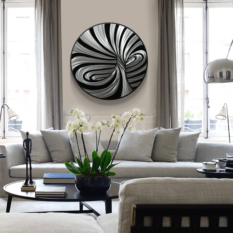 Circle 3D Metal Abstract Oil Painting for Interior Home Modern Decoration Handicraft Wall Arts