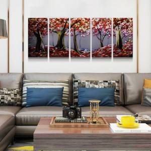 autumn tree 3D metal oil painting contemporary interior home wall arts decor 100% handmade