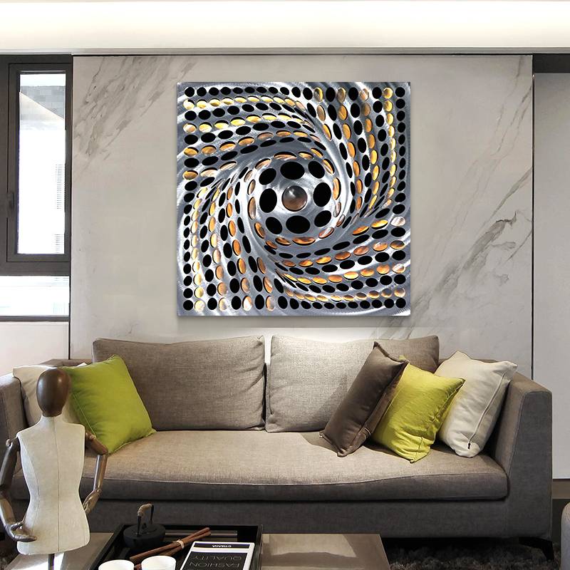 Abstract swirl metal LED painting for modern wall art decor wholesale from China manufacturer