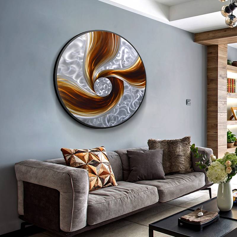 Abstract Round Shape 3D Metal Oil Painting for Interior Home Modern Decor Handicraft Wall Arts