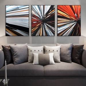 3D brush print abstract metal oil painting wall art interior decor