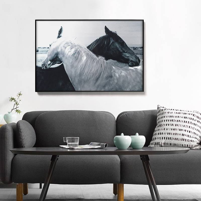 3D brush print horses metal oil painting wall art interior decor Featured Image