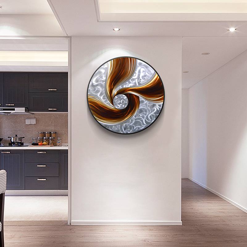 Abstract Round Shape 3D Metal Oil Painting for Interior Home Modern Decor Handicraft Wall Arts