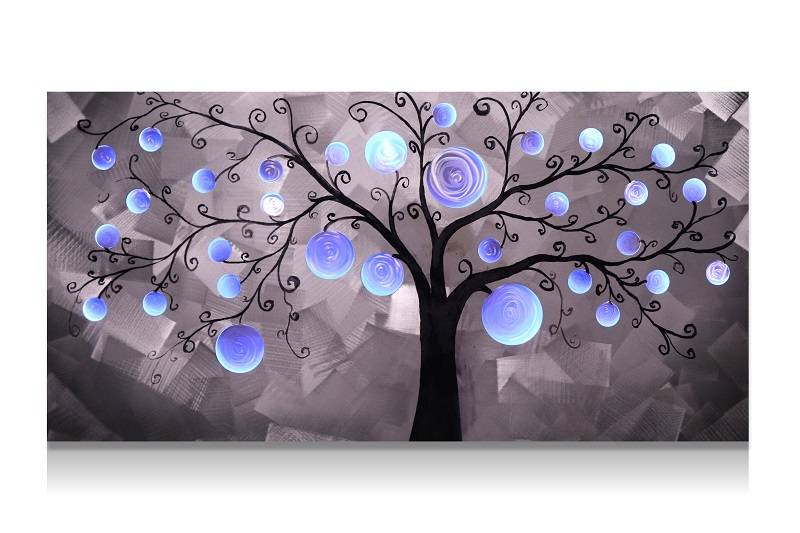 fairy tree 3D metal LED painting modern home wall arts decoration for sale