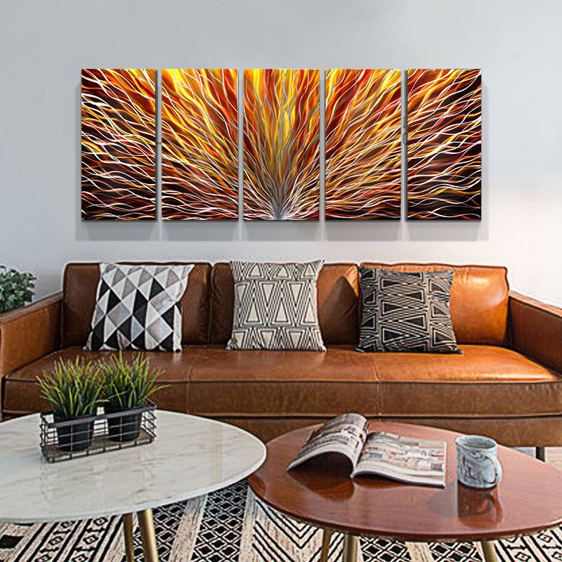 Abstract 3D metal oil painting modern interior wall arts decor 100% handmade