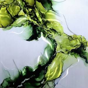 Green abstract 3D metal oil painting interior modern wall decor arts 100% handmade