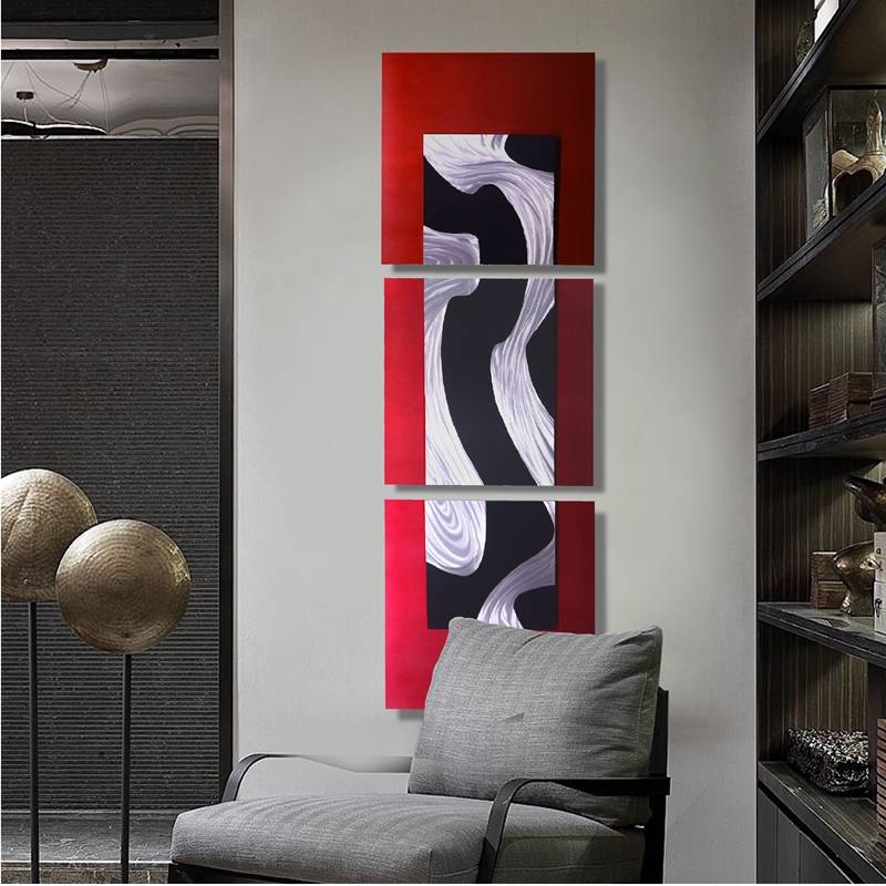 Red black silver abstract modern 3D metal wall sculpture arts interior crafts decor wholesale from China Featured Image