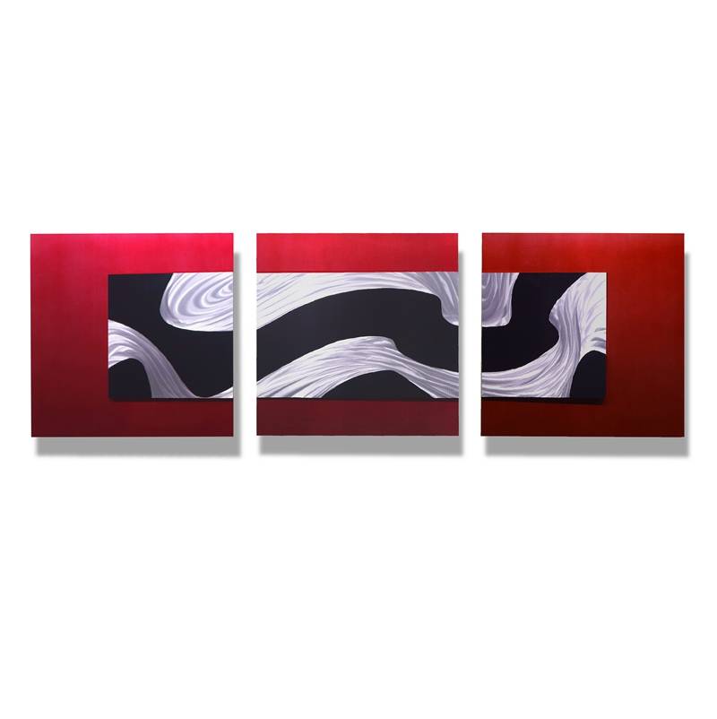 Red black silver abstract modern 3D metal wall sculpture arts interior crafts decor wholesale from China