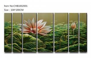 Lotus flower extra big panels unframed 3D metal oil painting modern home wall crafts decor wholesale