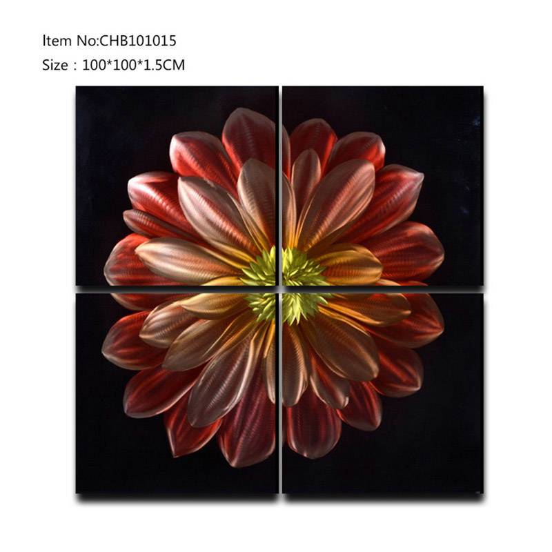 CHB101015 flower red handmade metal oil painting wall arts home decoration