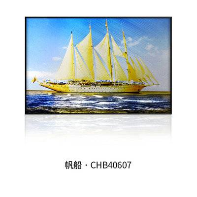 Sailing boat 3D brush print metal oil painting modern artwork decoration wholesale from China