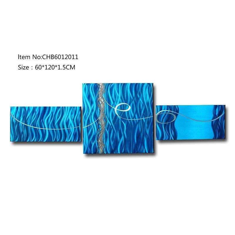 CHB6012011 abstract 3D handmade metal blue oil painting modern wall art decor