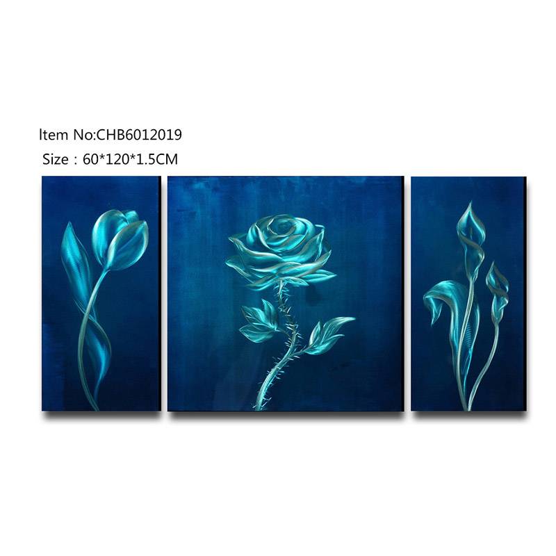 CHB6012019 blue rose 3D handmade metal oil painting modern wall art decor