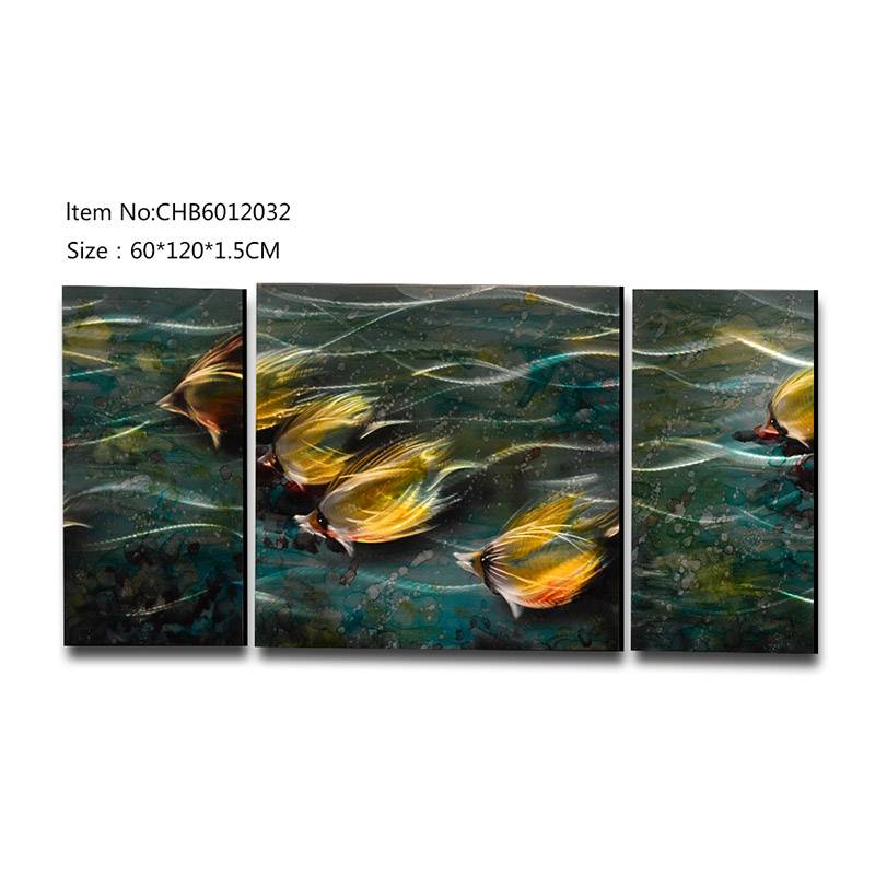 CHB6012032 tropical fish 3D metal oil painting modern wall art decor handmade