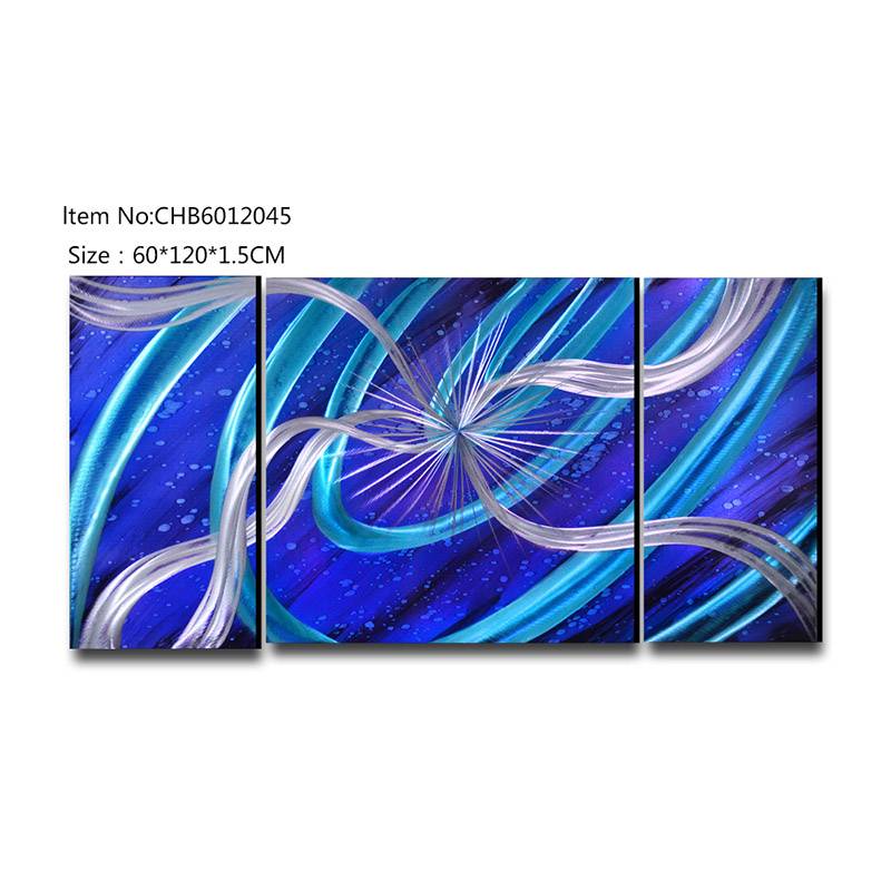 CHB6012045 abstract blue 3D metal oil painting modern wall art decor handmade