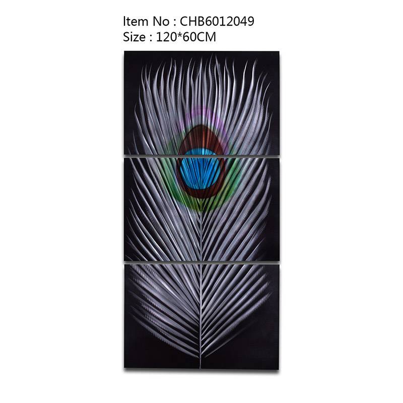 CHB6012049 peacock feather 3D metal oil painting modern wall handmade