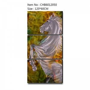 Horse animal 3D metal oil painting modern wall art decor 100% handmade