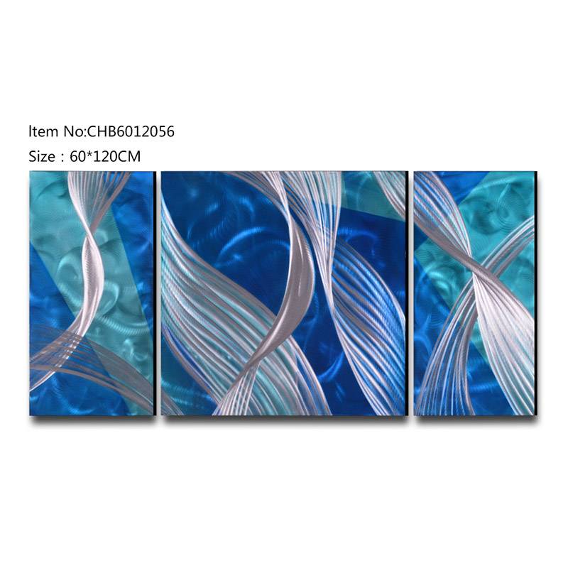 CHB6012056 abstract 3D blue metal oil painting modern wall art decor handmade