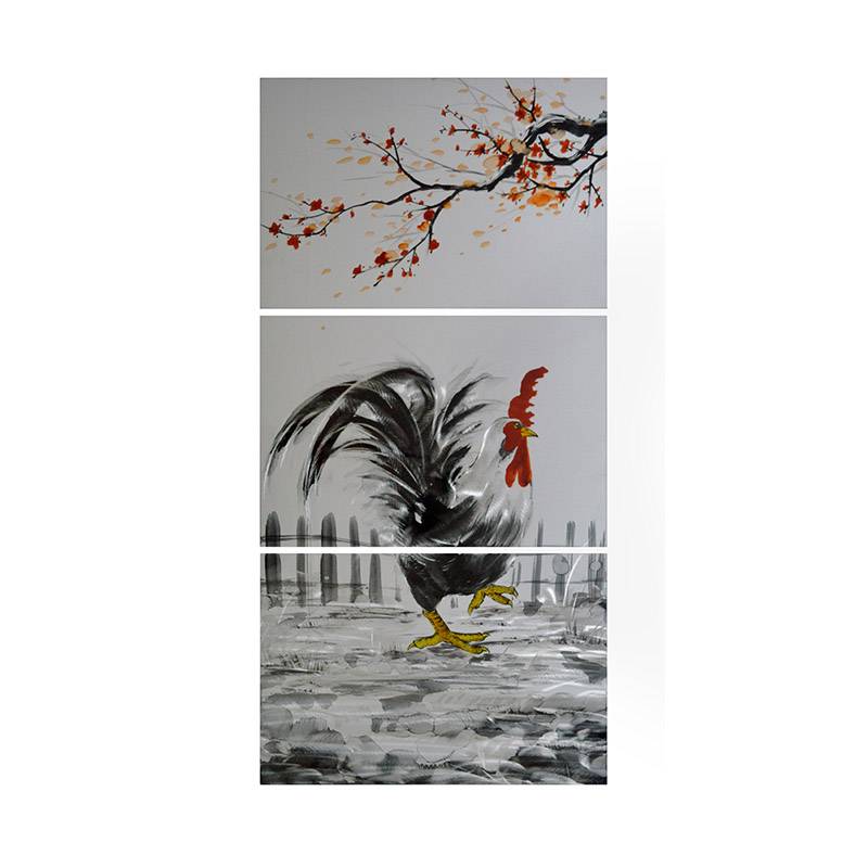 CHB6012071 rooster animal 3D metal oil painting modern wall art decor handmade