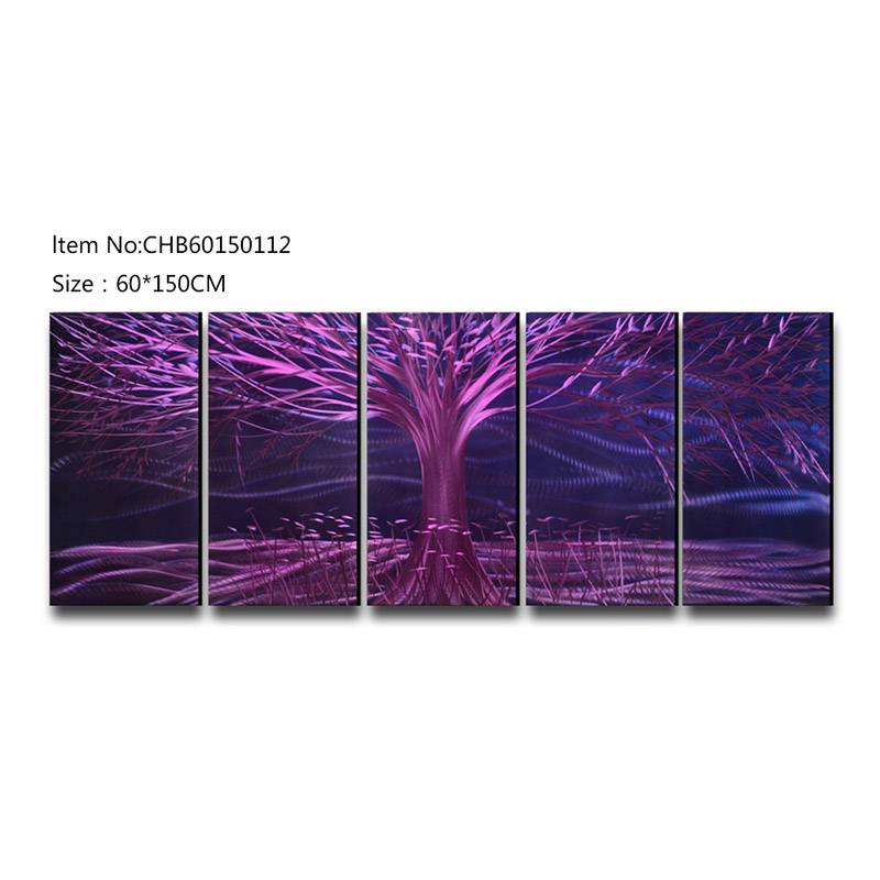 CHB60150112 purple tree 3D handmade oil painting modern metal wall art decoration
