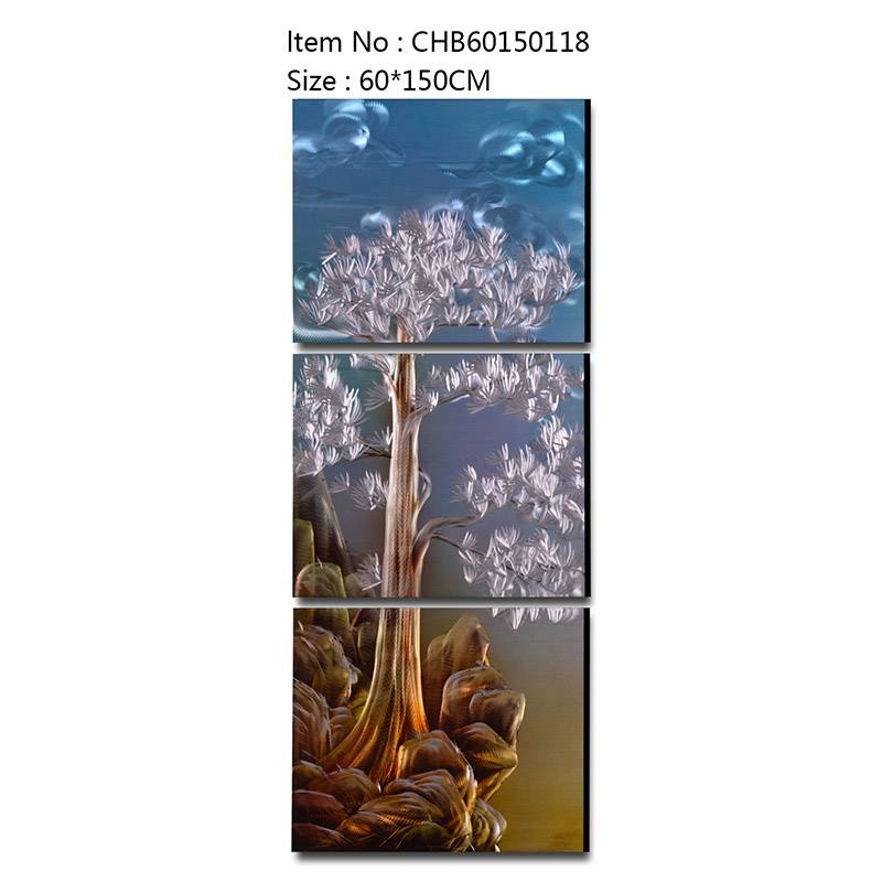 CHB60150118 pine tree 3D handmade oil painting modern metal wall art decoration