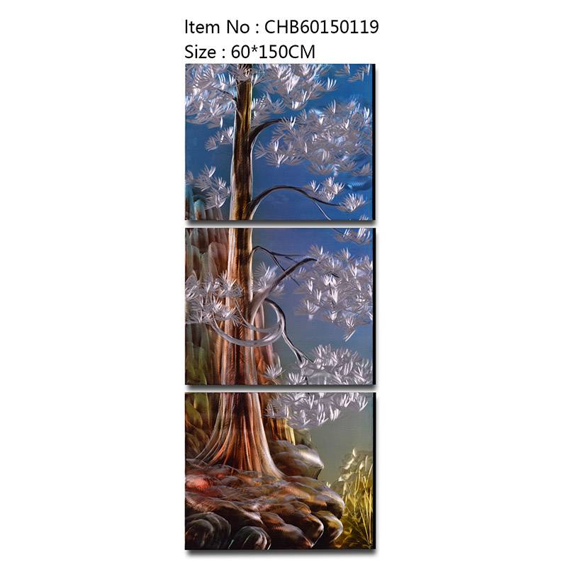 CHB60150119 pine tree 3D handmade oil painting modern metal wall art decoration