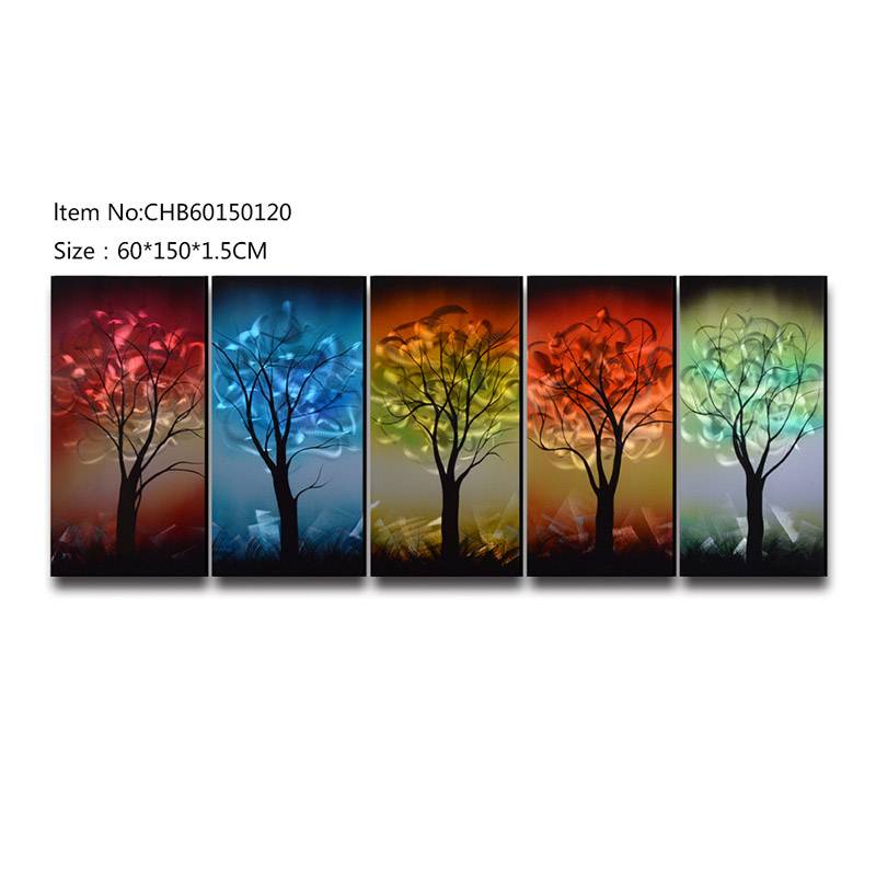 Mix color tree 3D handmade oil painting modern metal wall art decoration