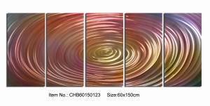 Abstract swirl 3D metal oil painting modern home wall arts 5 panels from China factory