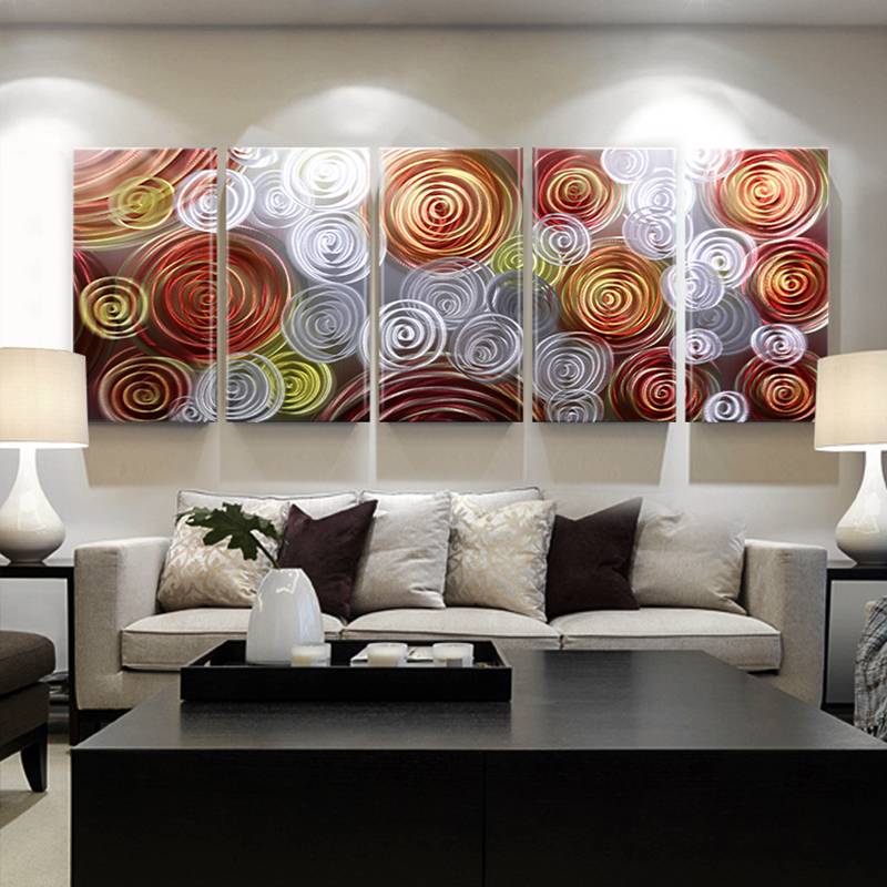 Abstract orange swirl 3D metal oil painting modern interior wall arts decor 100% handmade