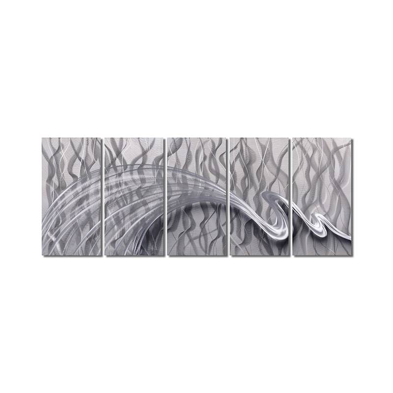 CHB60150171 abstract silver grey 3D handmade oil painting modern metal wall art decoration