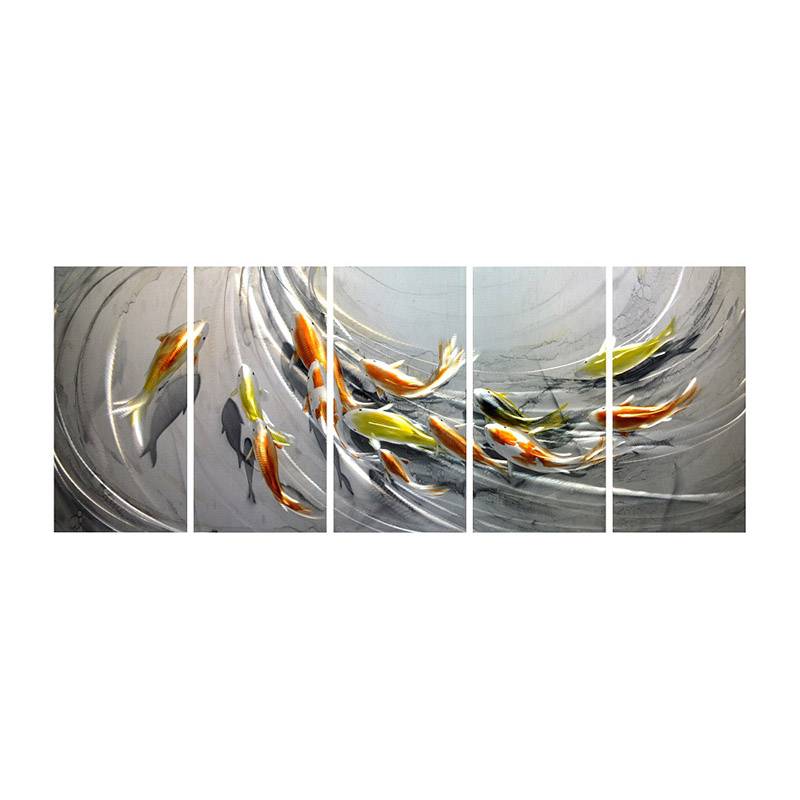 CHB60150178 school of fish 3D handmade oil painting modern metal wall art decoration