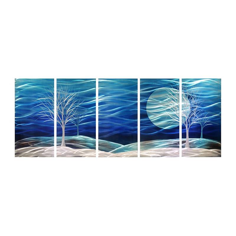 CHB60150188 trees blue 3D handmade oil painting modern metal wall art decoration