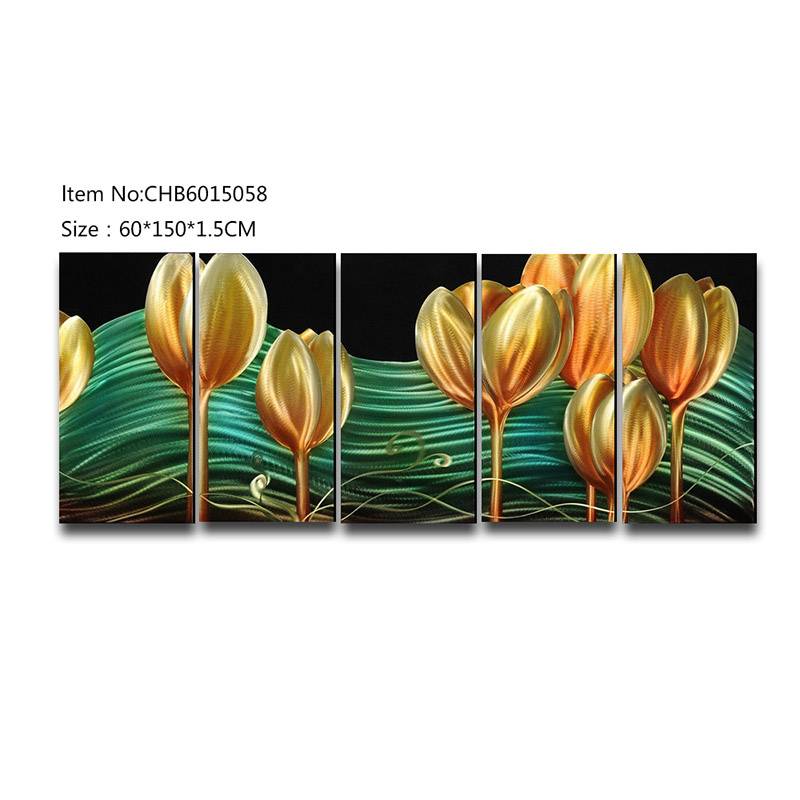 Factory Outlets Tree Art - Gold tulip 3D handmade oil painting modern metal wall art decoration – Handsome Home Decor