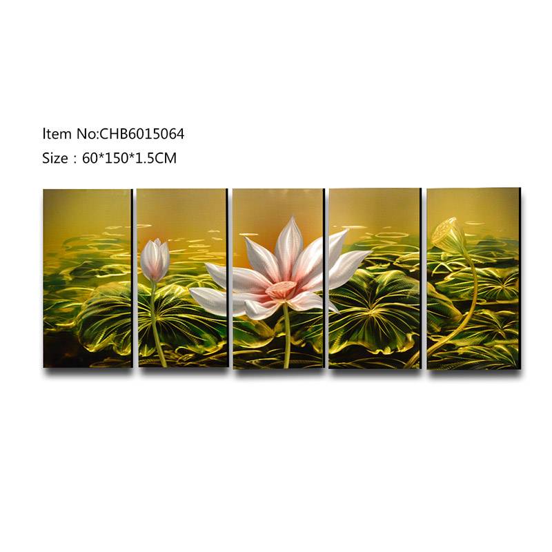 CHB6015064 lotus flower 3D handmade oil painting modern metal wall art decoration