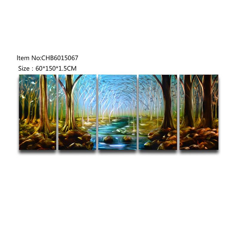 CHB6015067 forest landscape 3D handmade oil painting modern metal wall art decoration